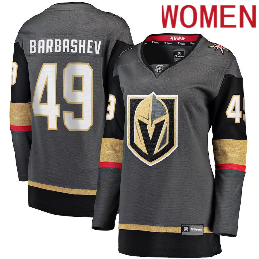Women Vegas Golden Knights 49 Ivan Barbashev Fanatics Branded Gray Home Breakaway NHL Jersey